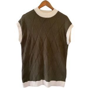 Labelrail x Notion Unisex Oversized Knitted Vest in Olive Green Cap Sleeve M
